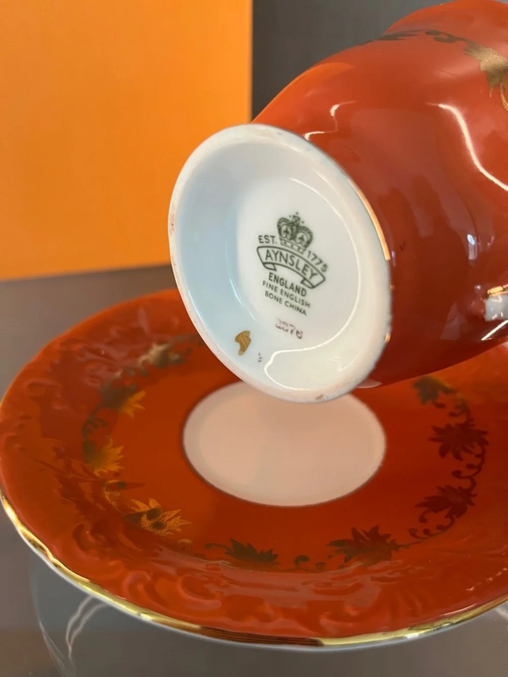 Aynsley Fine English Bone China Tea Cup in Pumpkin Spice. - Picture 8 of 9